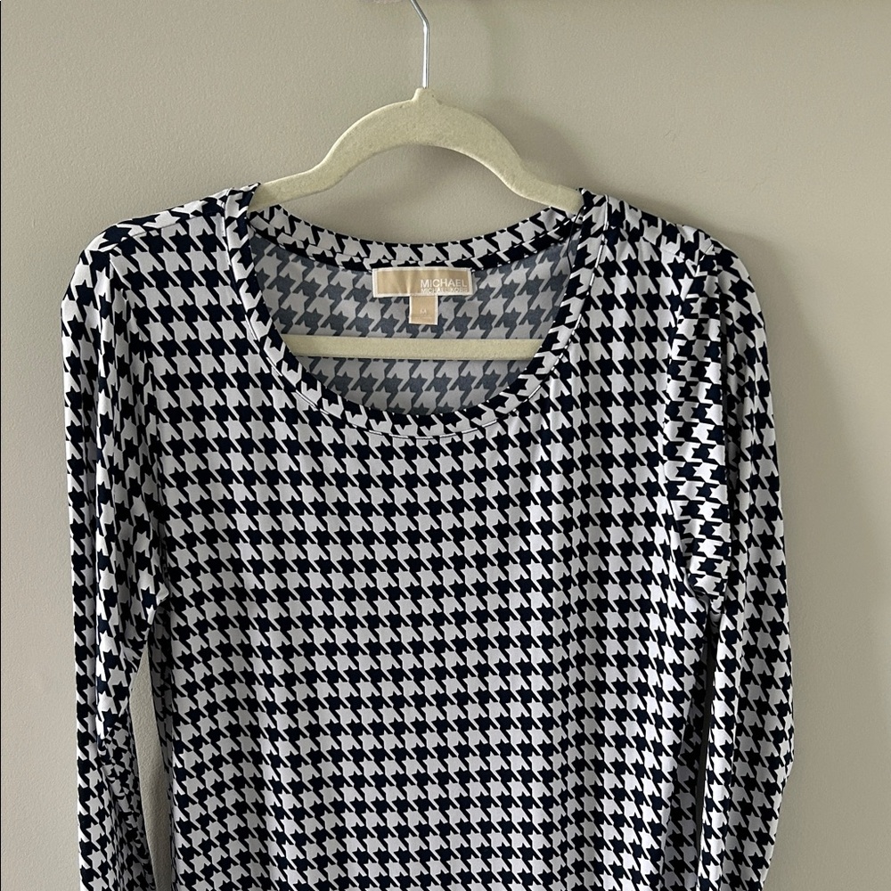 Michael Kors Houndstooth Long Sleeve Dress